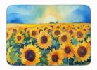 Kansas Sunflowers in Watercolor Memory Foam Kitchen Mat Machine Washable Anti-Fatigue Mat Cushion Comfort Bath Mat or Kitchen Rug