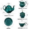 21 Piece Vintage Porcelain Tea Set, Dark Green China Coffee Service for 6, Teapot, Small Tea Cup with Gold Trim, Tea Sets