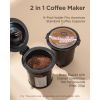 Mini Coffee Maker Single Serve, Instant One Cup for K Cup & Ground Coffee, 6 to 12 Oz Brew Sizes, Capsule Coffee Machine, Black