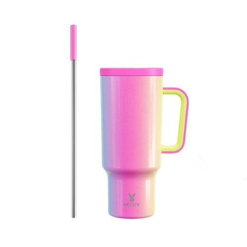 Meoky 40oz Cup Gradient Large capacity Water Bottle with Straw Portable Stainless Steel Vacuum Insulated Car Mug Juice Cup